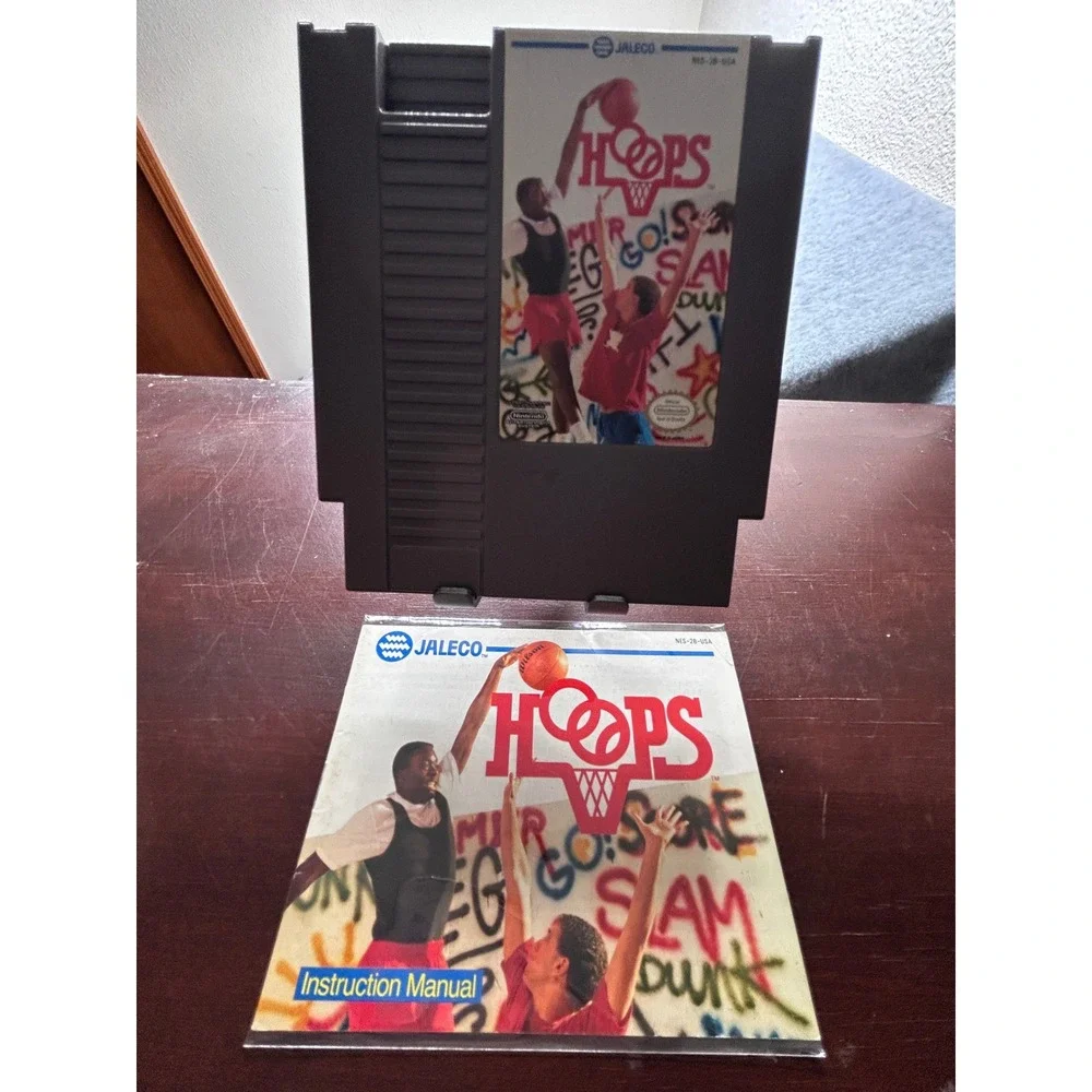 Hoops Nintendo NES Game Cartridge Jaleco With Manual and Sleeve NES-2B-USA
